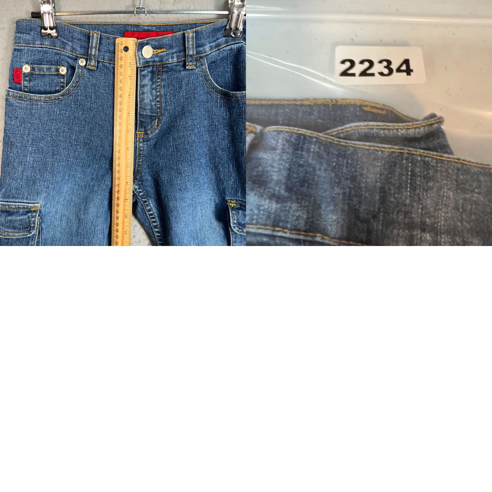 Vintage VINTAGE Let Me B Jeans Women 12 Blue Cargo Pocket Button Details Flared Pockets Denim Inseam 27" Cotton Blend Mid Rise Summer Spring Womens Size 34" / US 12 / IT 48 - 8 Thumbnail