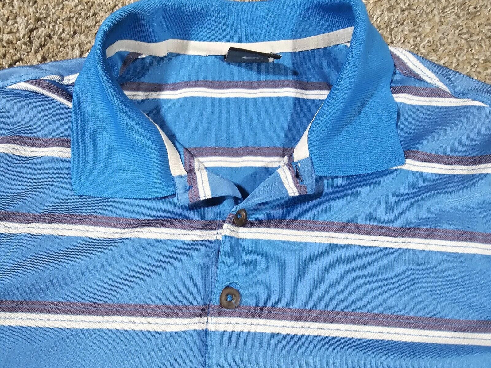 Nike Nike GOLF blue Striped Dri-Fit Large Polo - Stains SEE PICS Size US L / EU 52-54 / 3 - 4 Thumbnail