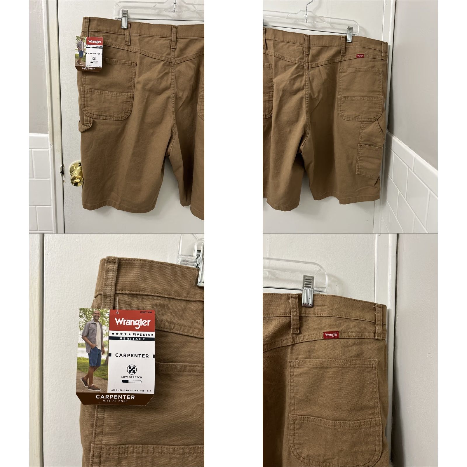 Wrangler Wrangler Carpenter Shorts Mens 46 Brown YKK Five Star 5 Pockets 11” Inseam Summer Workwear Outdoor Stretch Casual Cotton Belt Loop Denim Short Size US 30 / EU 46 - 8 Thumbnail