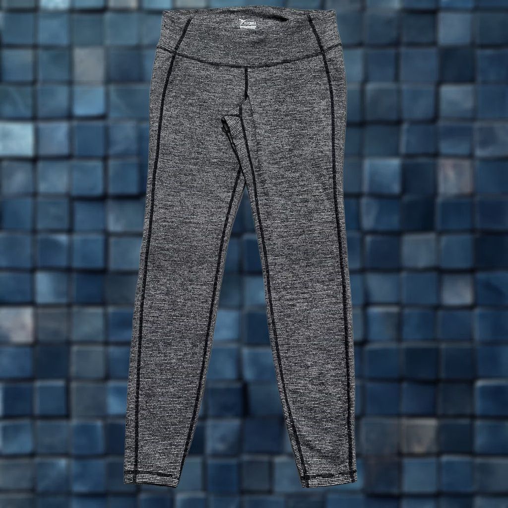 Old Navy Old Navy Leggings Womens Medium Gray Black Striped Go-Dry Stretch GUC Size 32" / US 10 / IT 46 - 1 Thumbnail