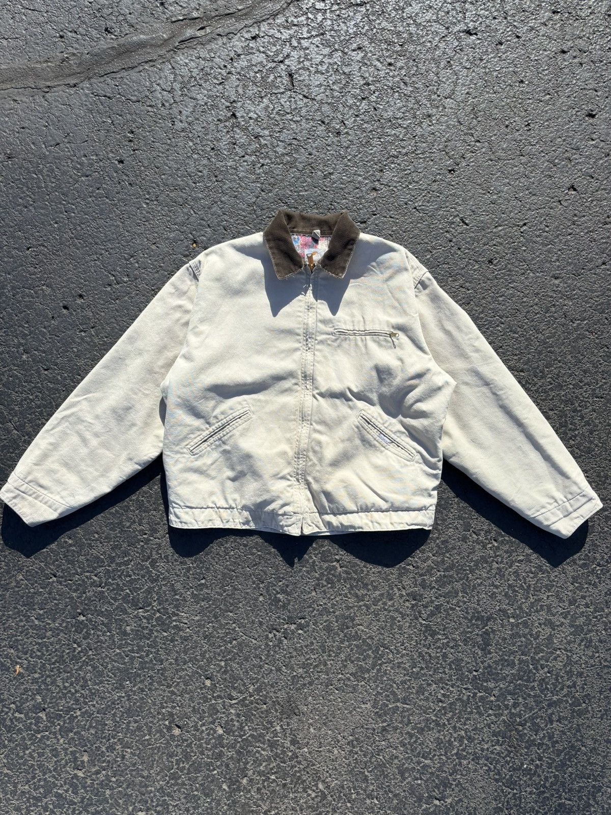 image of Insanely Aztec Lined Carhartt Detroit Jacket in Cream, Men's (Size Large)