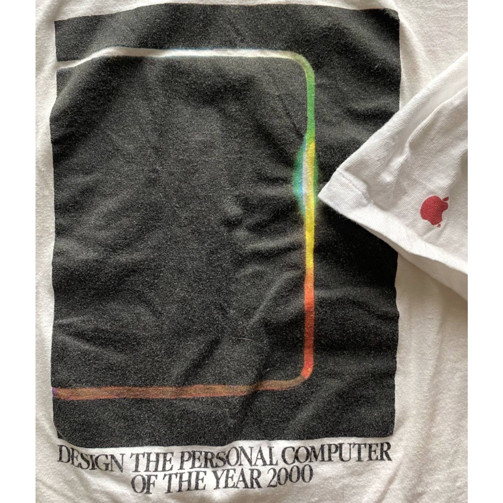 Vintage VINTAGE Apple Computer Design Contest T Shirt Oneita XL White Logo Men T-Shirt XL Logo Geek USA 90s? (limit 200) Size US XL / EU 56 / 4 - 2 Thumbnail