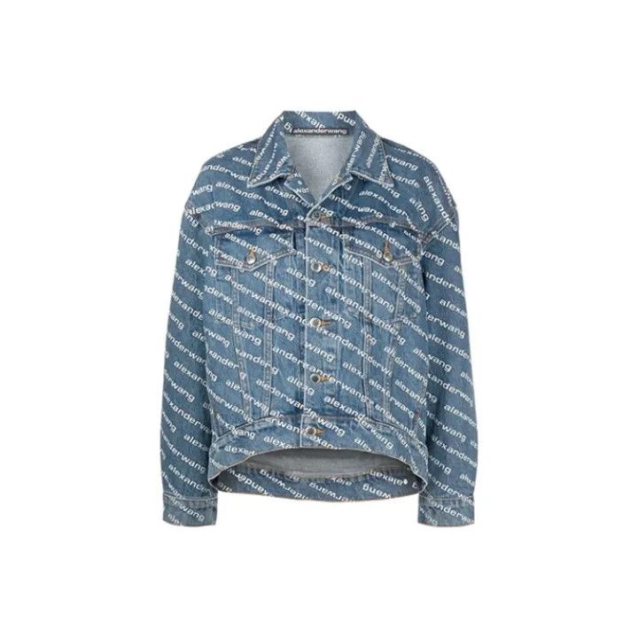 Alexander Wang Alexander Wang Logo Print Denim Jacket for Women 0079 Size S / US 4 / IT 40 - 1 Thumbnail