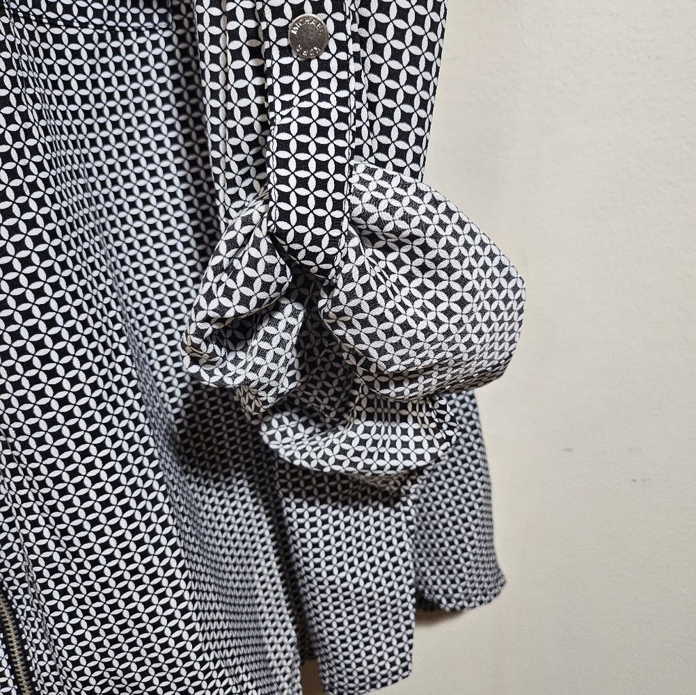 Michael Kors NEW Michael Kors Geometric Black White Full Zip-Up Blouse 3 Size 3XL / US 20-22 - 5 Thumbnail