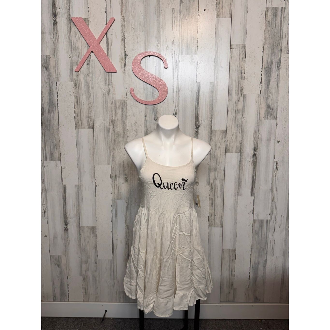 Kiwi Kiwi + Punch Queen Cream Sundress XS – Smocked Bust, Adjustable Straps, Flowy Rayon Dress Size XS / US 0-2 / IT 36-38 - 1 Thumbnail