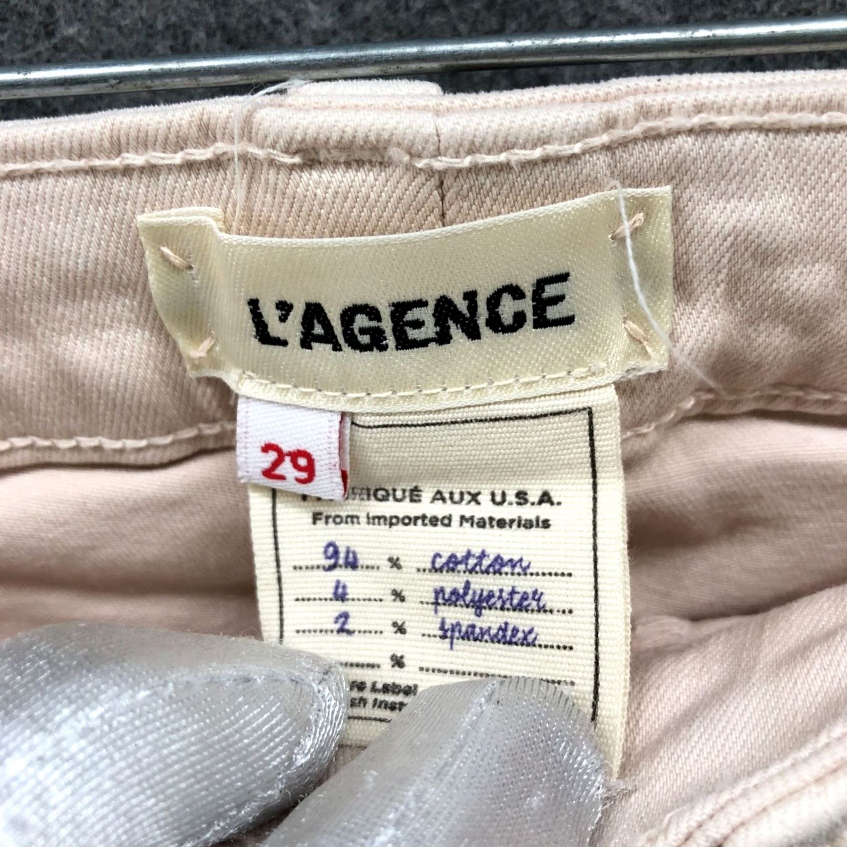 L'AGENCE L'agence Margo Skinny High Rise Skinny Jean Womens 29 Quartz Destruct Beige Denim Distressed 5-Pocket Stretch Size 29" - 6 Thumbnail