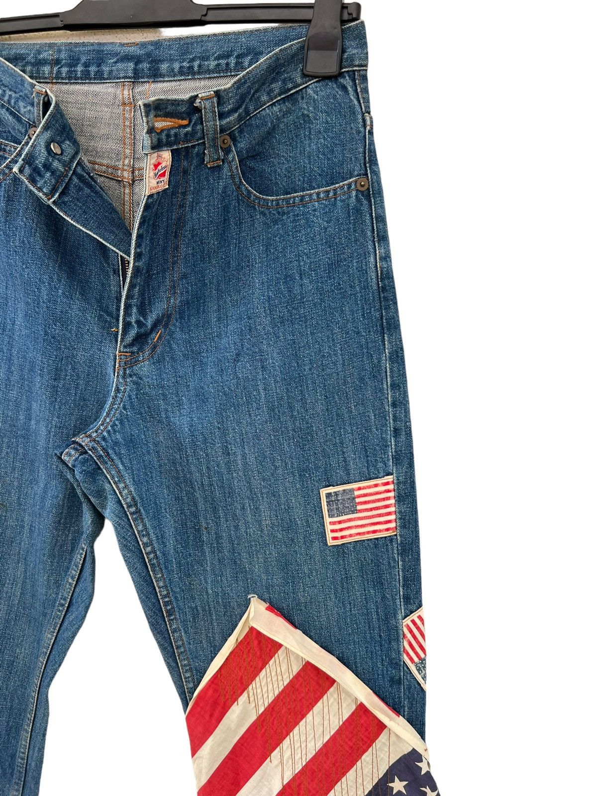 Vintage Kaneko Isao Japan USA Flag Patches Denim Jeans