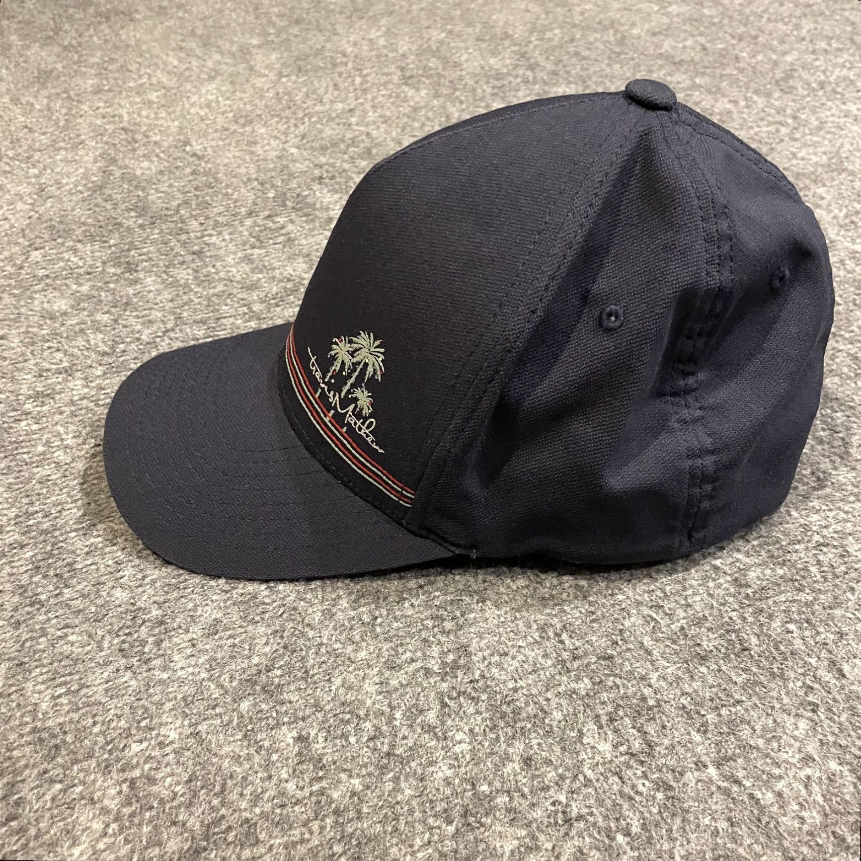 TravisMathew Travis Mathew Hat Mens M Navy Blue Palm Tree Golf Cap Tropical Flex Fitted Size ONE SIZE - 5 Thumbnail