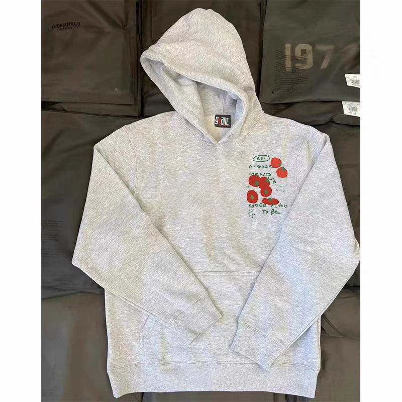 Japanese Brand × Vintage Grey retro casual tomato print oversized hoodie Size US L / EU 52-54 / 3 - 2 Thumbnail