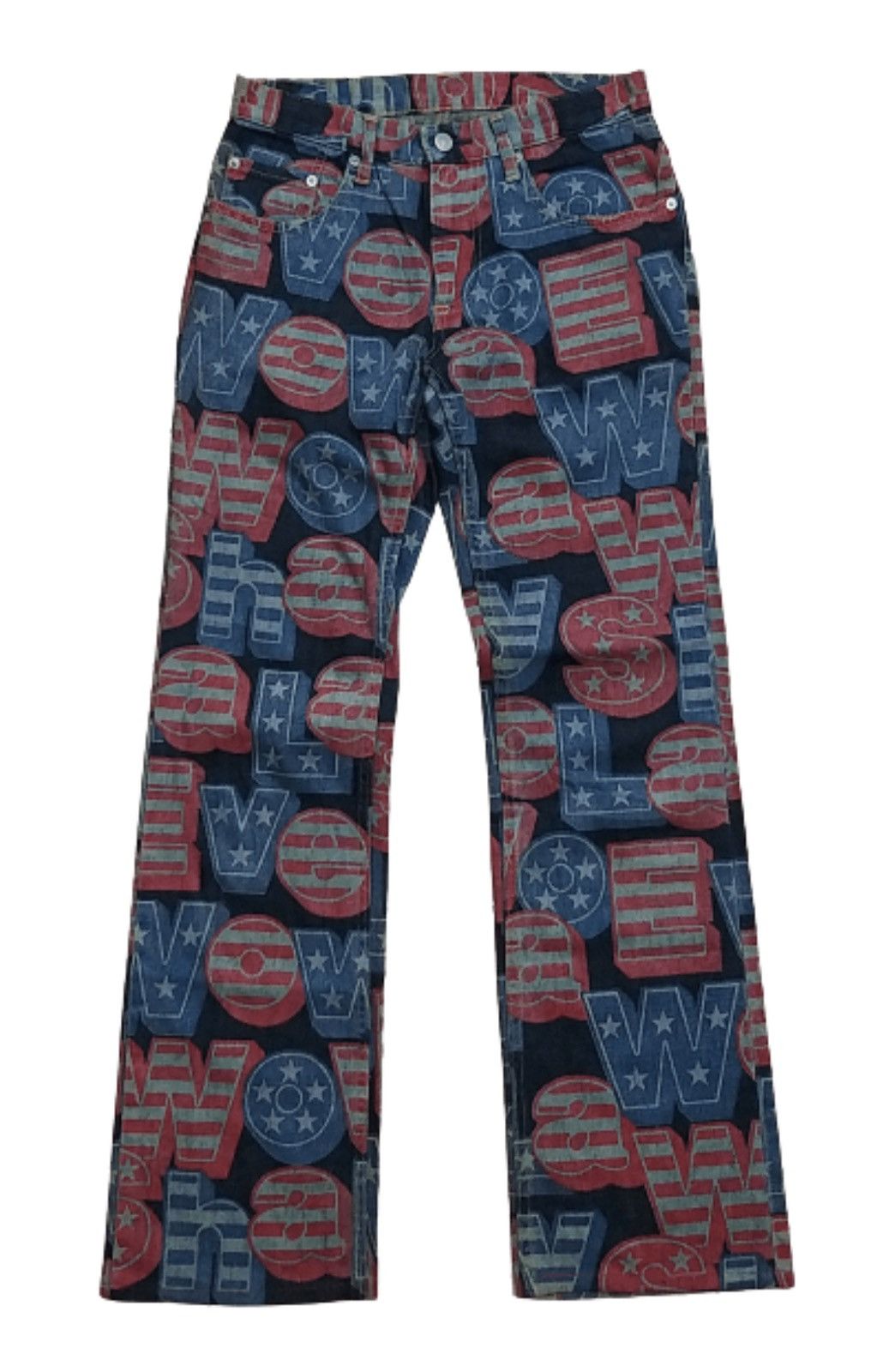 Hysteric Glamour RARE🔥VINTAGE HYSTERIC GLAMOUR KINKY ALL PRINT FLARED JEANS Size US 29 - 2 Thumbnail