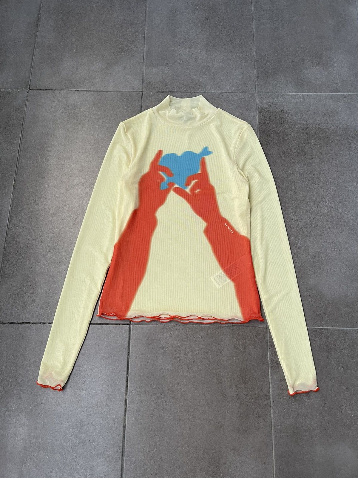 Sunnei !DS! SS23 Sunnei Heart And Hands Mesh Yellow Turtleneck Size US S / EU 44-46 / 1 - 1 Thumbnail