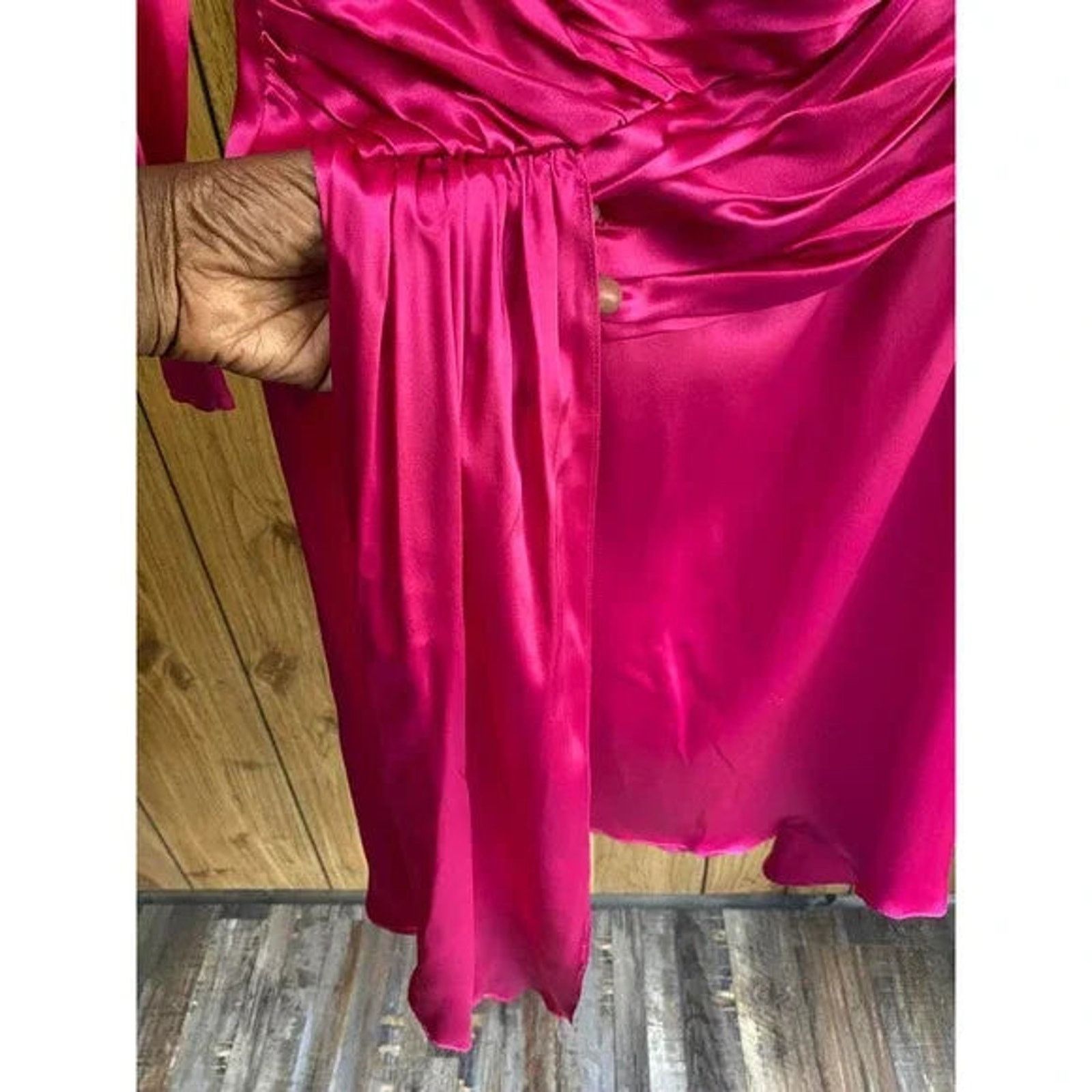 EACH x OTHER EACH X OTHER Silk Pink Satin One-Shoulder A-line Dress Sz L Size L / US 10 / IT 46 - 5 Thumbnail