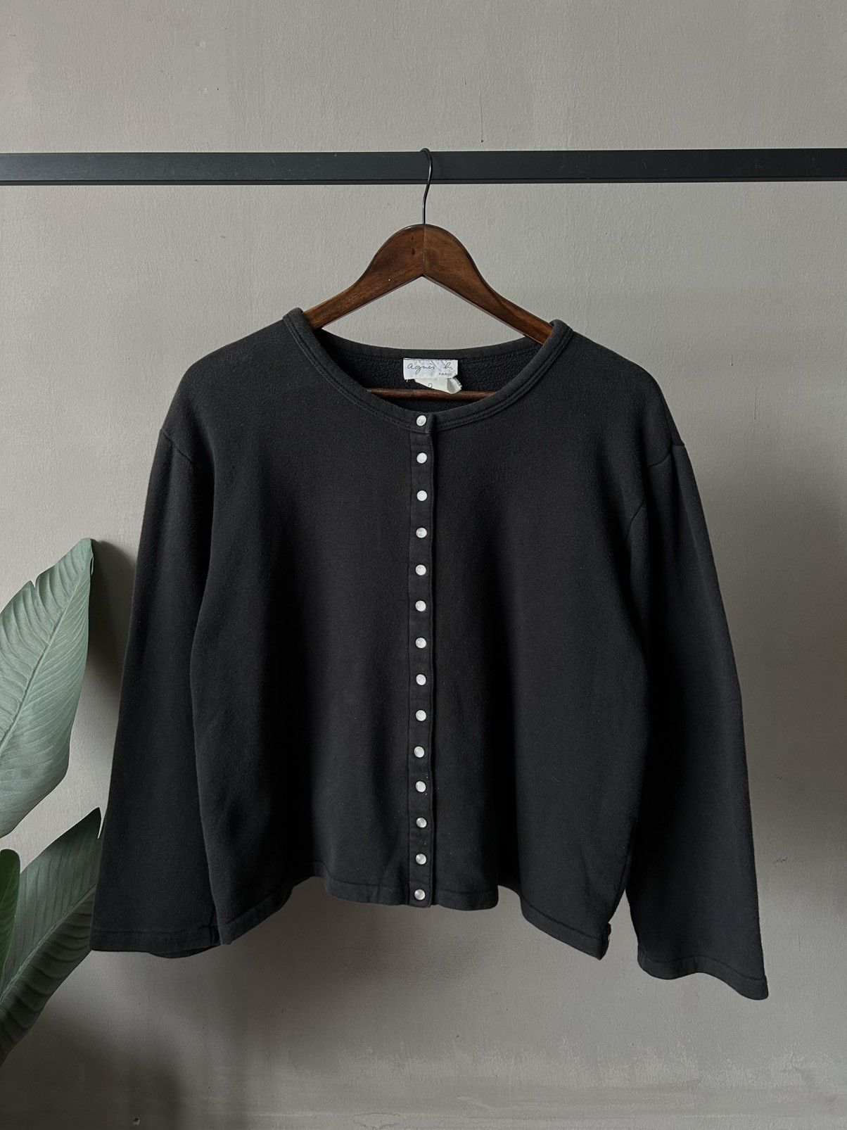 agnes b. Agnes.b Black Button Long Sleeve Size S / US 4 / IT 40 - 1 Thumbnail