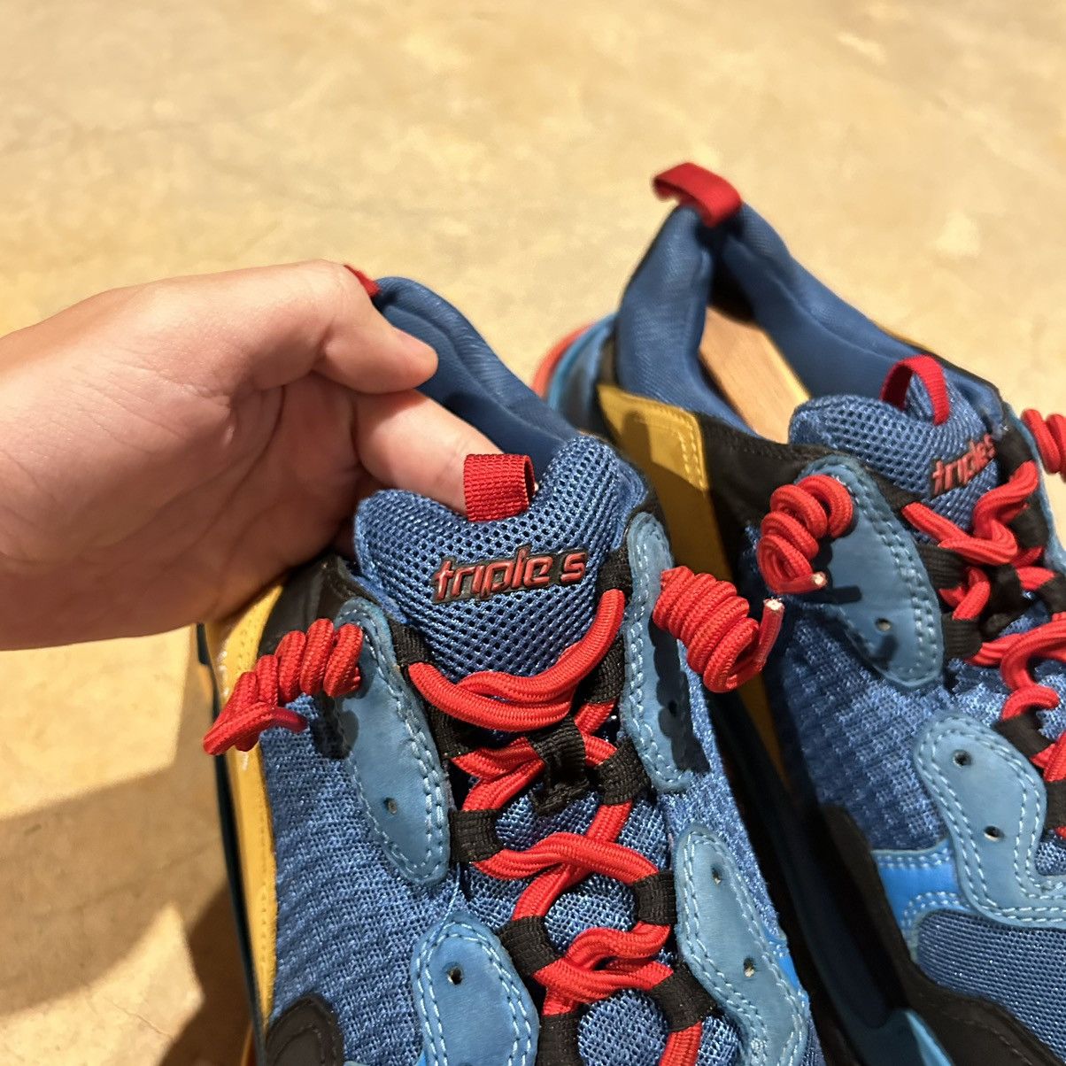 Balenciaga × Designer Balenciaga Triple S Sneaker Blue Orange Red US 12 Size US 12 / EU 45 - 10 Thumbnail