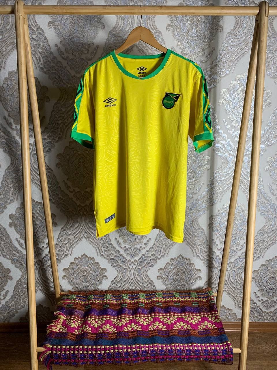 Pre-owned Soccer Jersey X Umbro Vintage Umbro Jamaica Soccer Jersey Bolt Y2k Drill 90's Hype In Yellow