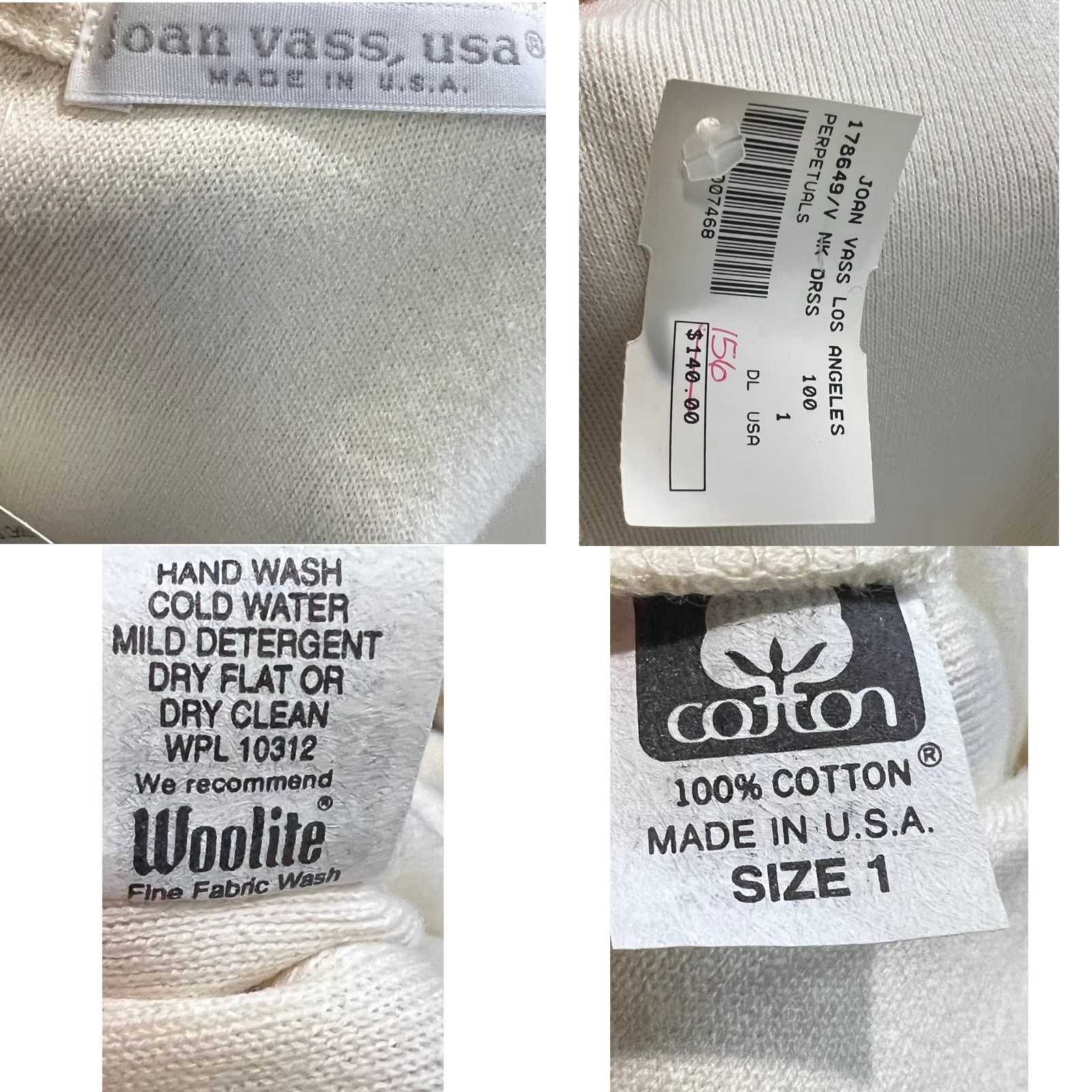 Vintage VINTAGE Joan Vass Sweater Dress Maxi Cotton Knit Ivory Cream Long Sleeve Sz 8-10 (1) Size M / US 6-8 / IT 42-44 - 8 Thumbnail