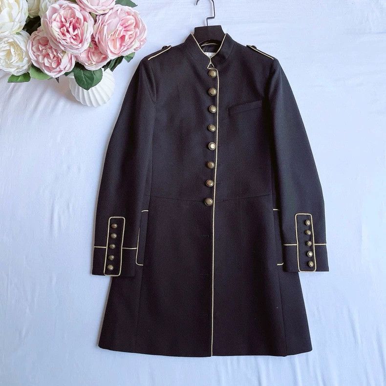 Yves Saint Laurent Saint Laurent Black Court Style Coat - dmc Size US S / EU 44-46 / 1 - 1 Thumbnail