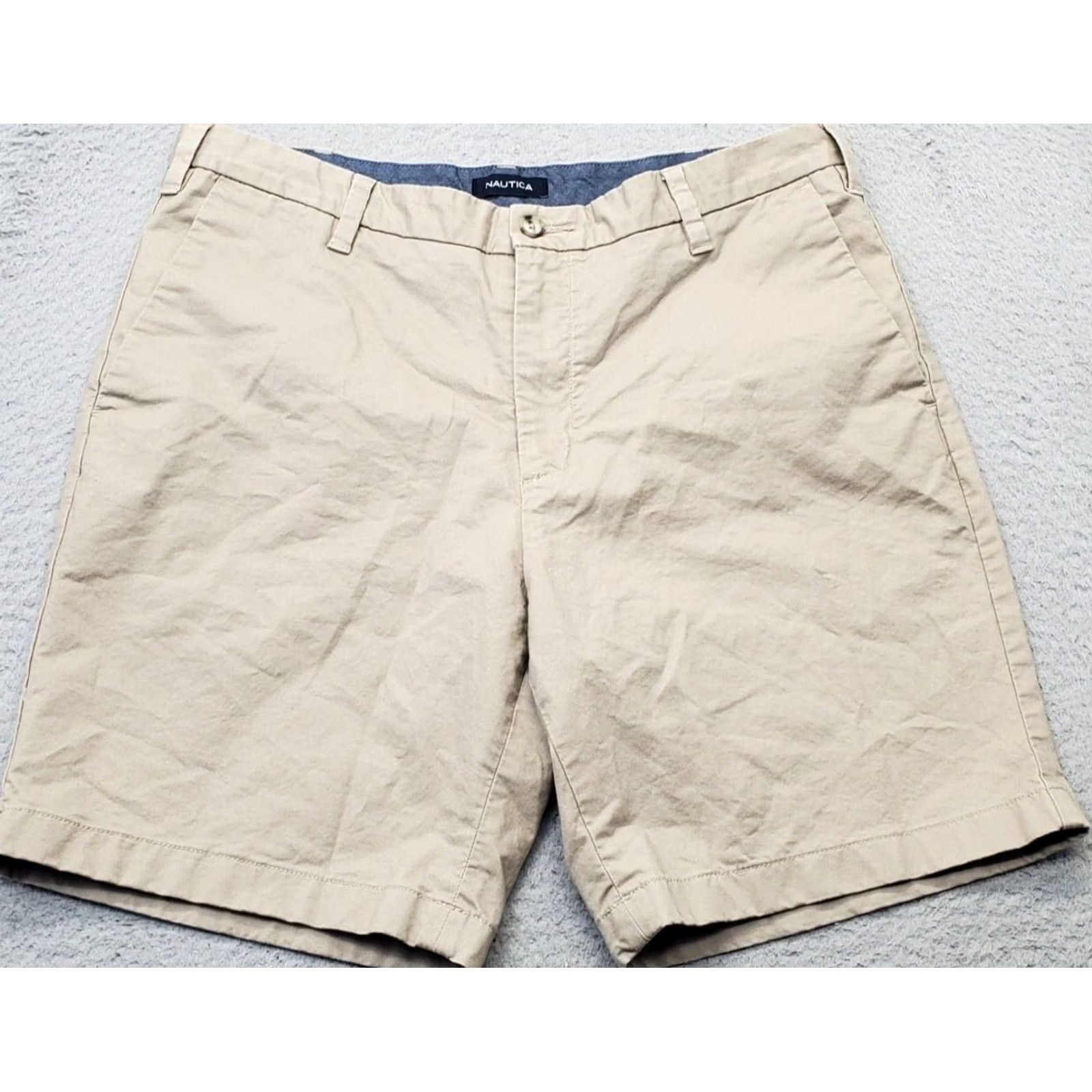 Nautica Nautica Chino Shorts Mens 36W Tan Cotton Slash Pockets Low Waist Comfort Fit Size US 36 / EU 52 - 2 Thumbnail