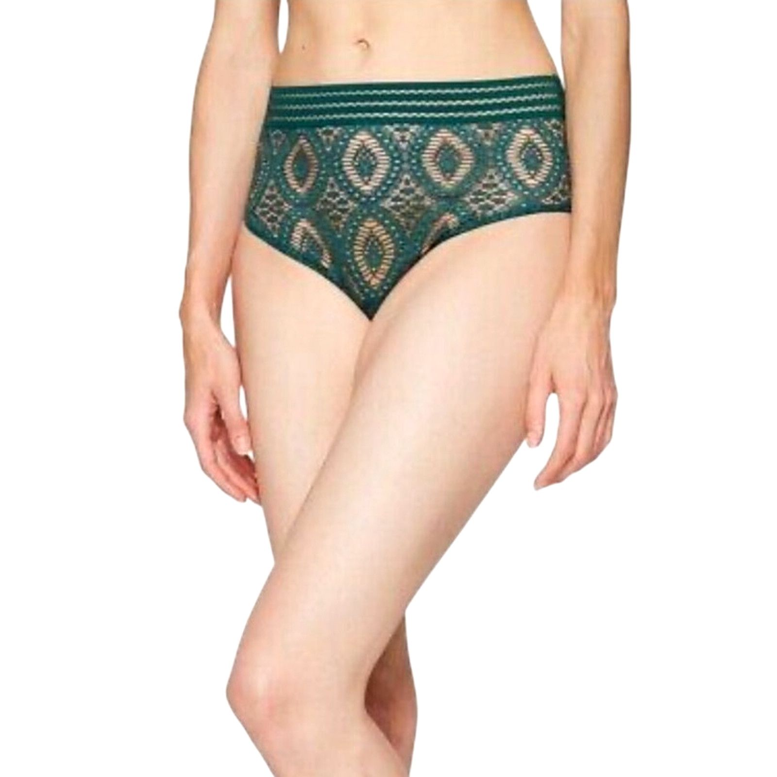 Else Green Baroque Geometric Print Lingerie High Waist Brief