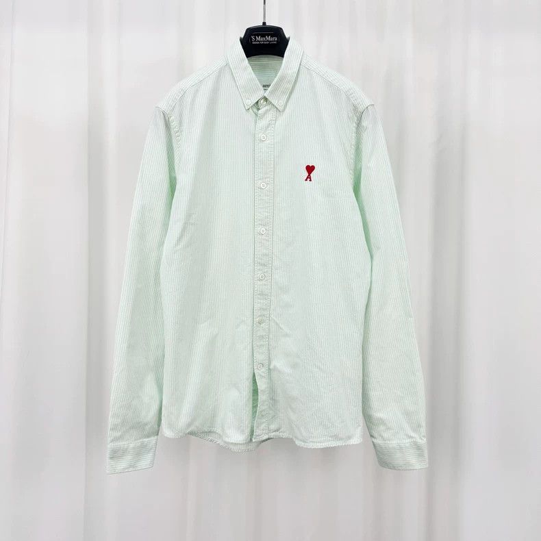 ami♡*°　1001 Ami Striped Heart Embroidery Shirt-yf