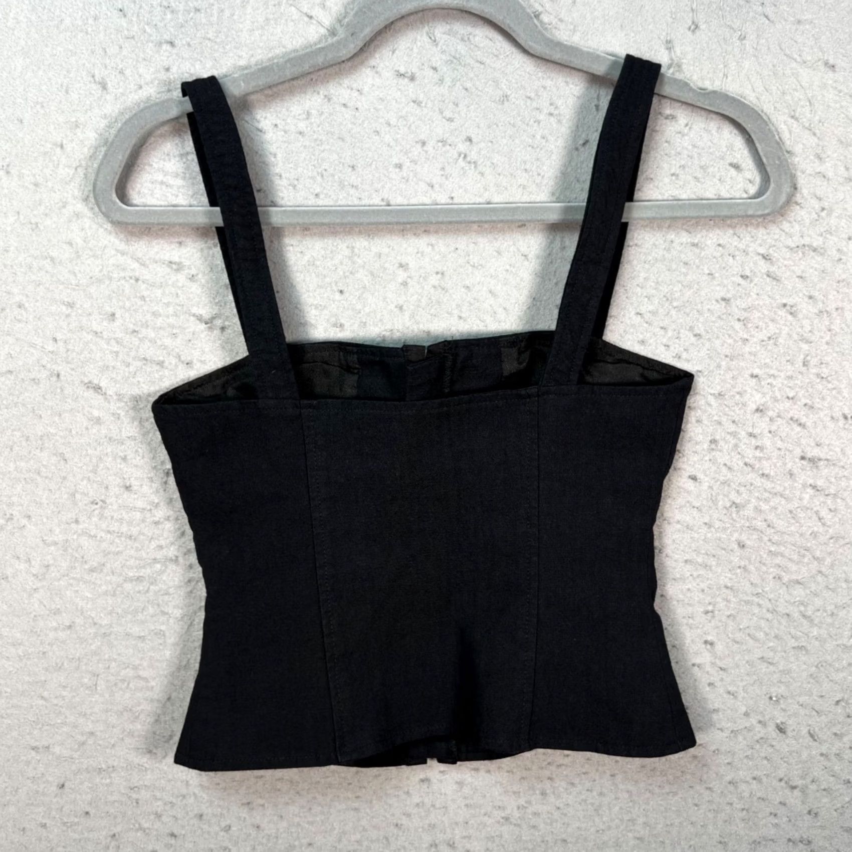 Lioness Lioness Corset Top Womens XS Black Cotton Hook Front Sleeveless Bustier Size XS / US 0-2 / IT 36-38 - 2 Thumbnail