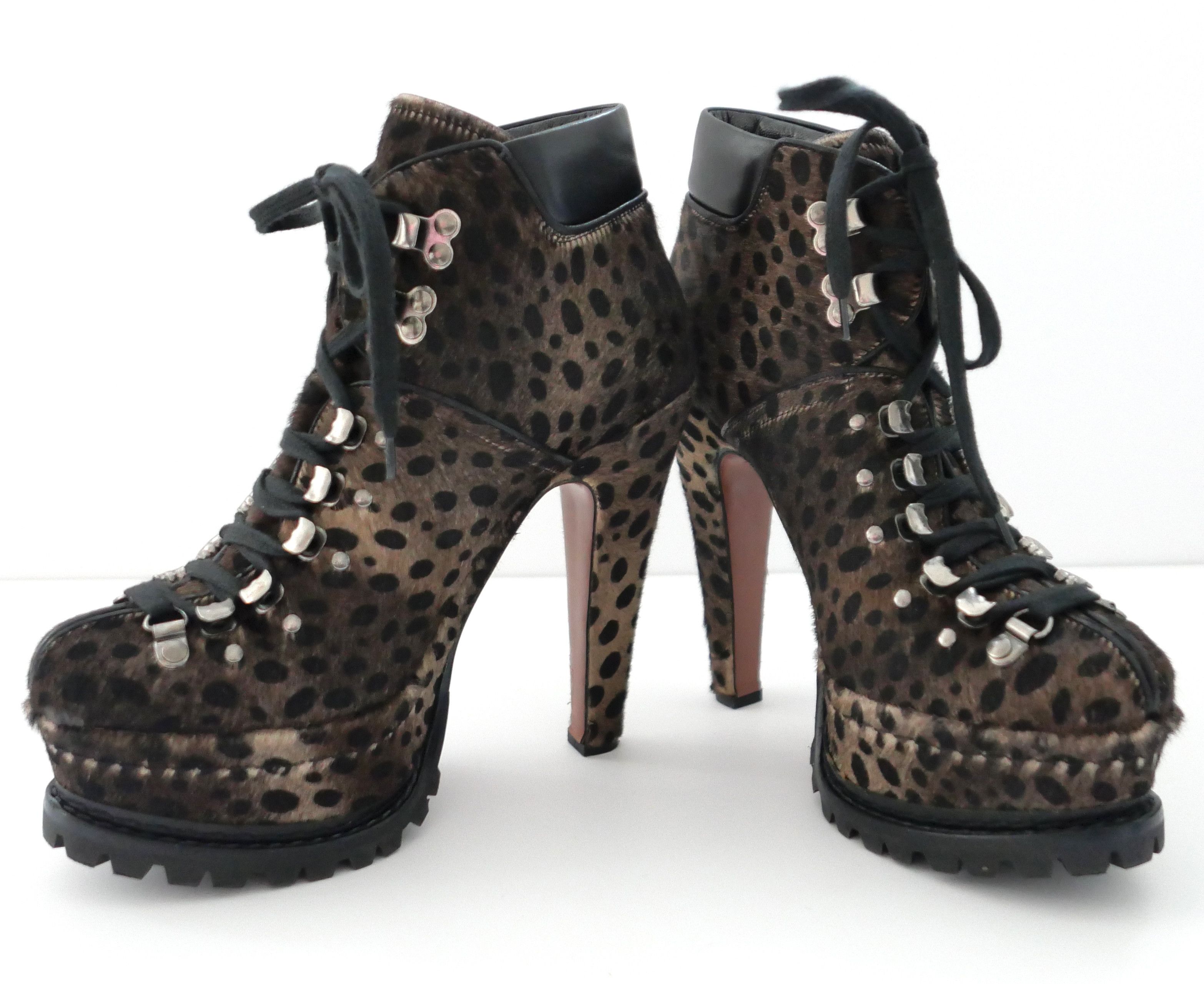 Alaia Alaia Leopard Calf Skin Platform Ankle Boots Size US 7 / IT 37 - 3 Thumbnail