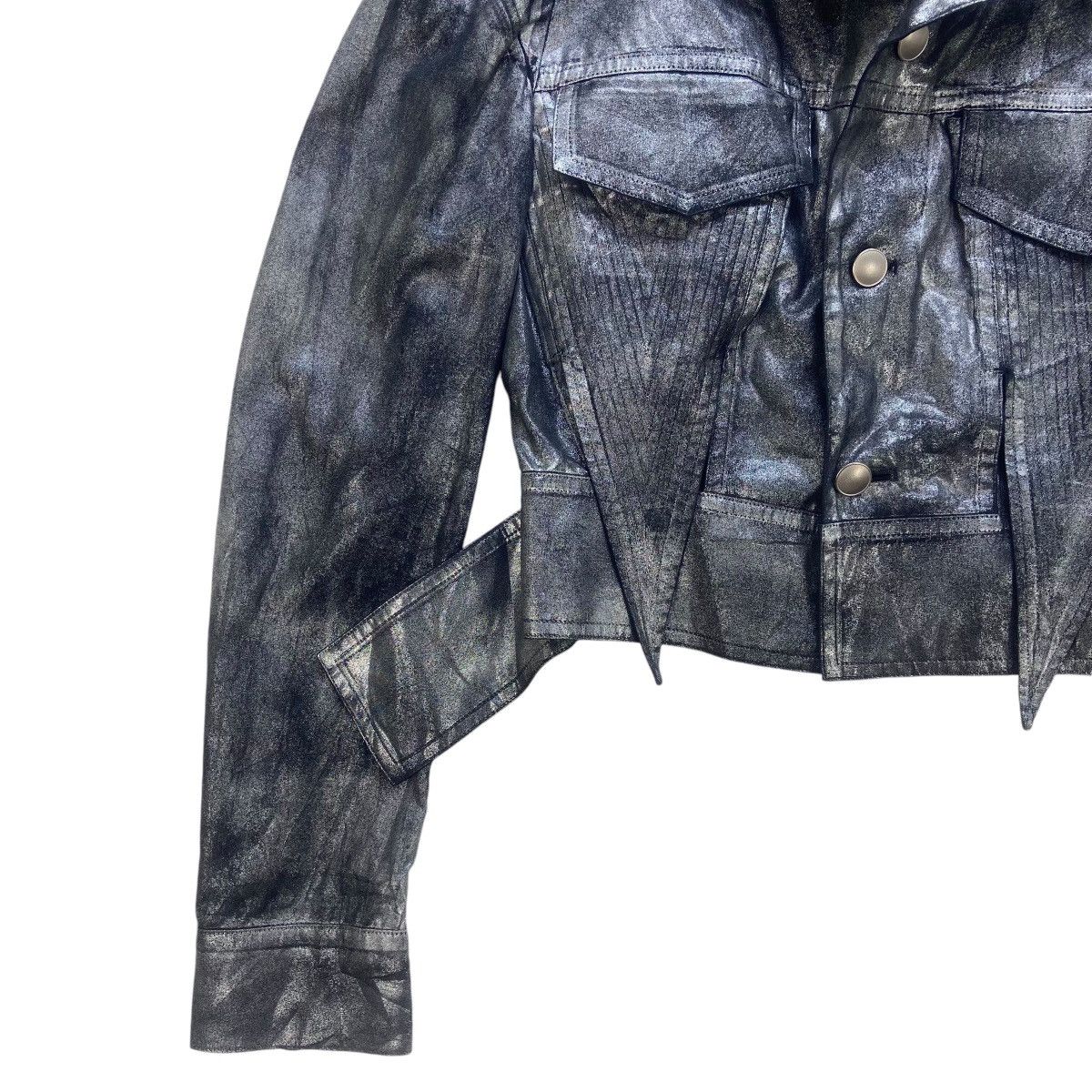 Designer × Yohji Yamamoto 🔥Yohji Yamamoto Silver Metallic Foil Cropped Jacket Size S / US 4 / IT 40 - 6 Thumbnail