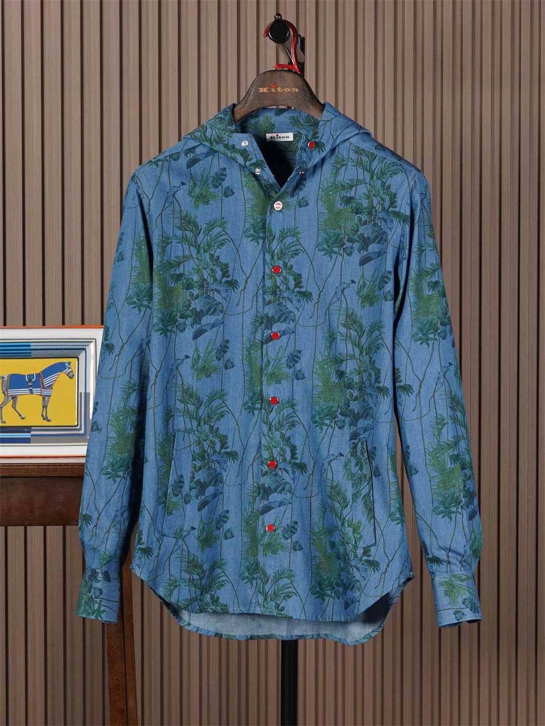 Kiton Cotton Printed Hooded Jacket