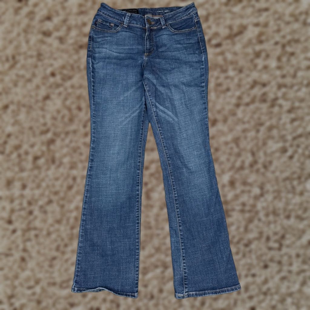 Lee Lee Jeans Women Jeans 6P Blue Denim Curvy Fit Bootcut Cotton Blend Mid Rise 28x31 5-Pocket Zipper Embroidered Machine Washable Vintage No Size 28" / US 6 / IT 42 - 1 Thumbnail