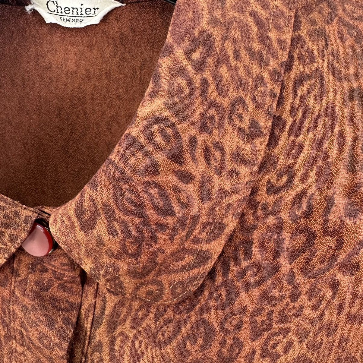 Japanese Brand Vintage 80's Leopard Shirt Flap Pocket by Chenier Faminine Size M / US 6-8 / IT 42-44 - 8 Thumbnail