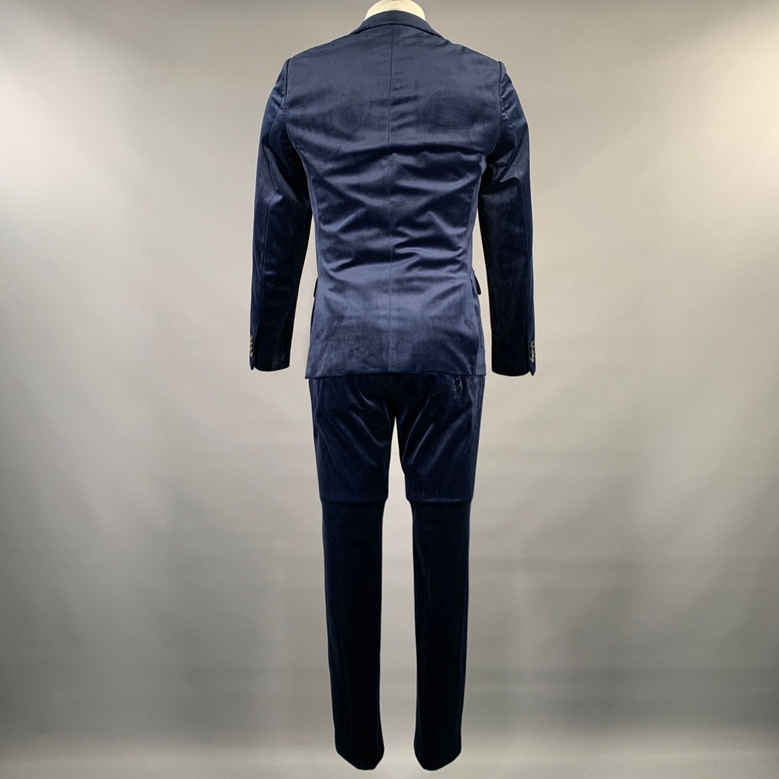 Scotch & Soda SCOTCH AND SODA 38 Navy Velvet Peak Lapel Suit Size 38R - 3 Thumbnail