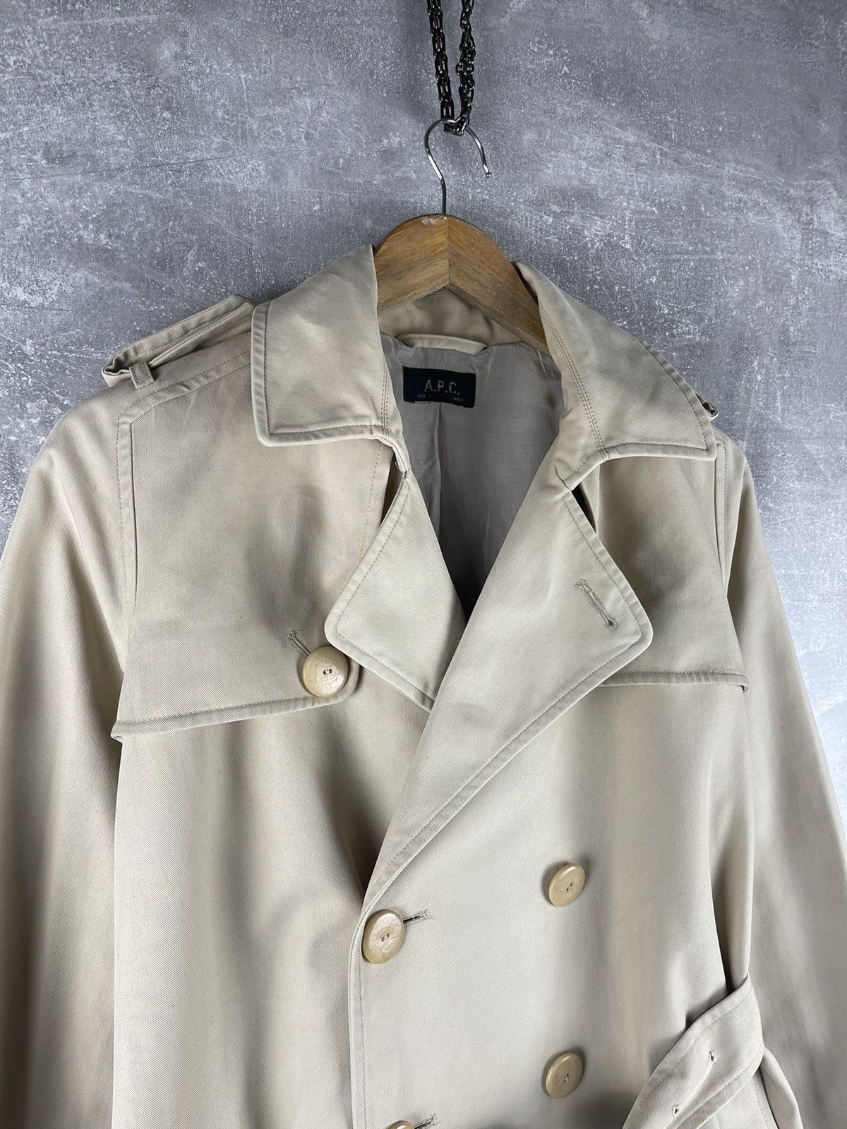 A.P.C. A.P.C. Classic Cotton Trench Coat Beige Double Breasted Size S / US 4 / IT 40 - 3 Thumbnail
