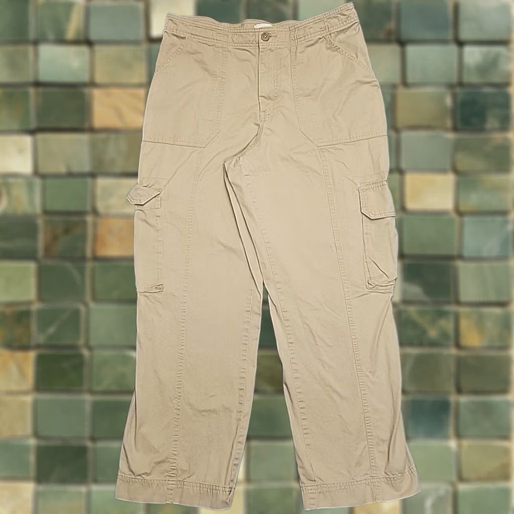 Abercrombie & Fitch Abercrombie & Fitch Cargo Pants Womens 14 Reg Tan Curve Love Loose Baggy Y2K Retro Beige Cotton Pockets Casual Mens Womens Girls Size 36" / US 14 / IT 50 - 1 Thumbnail