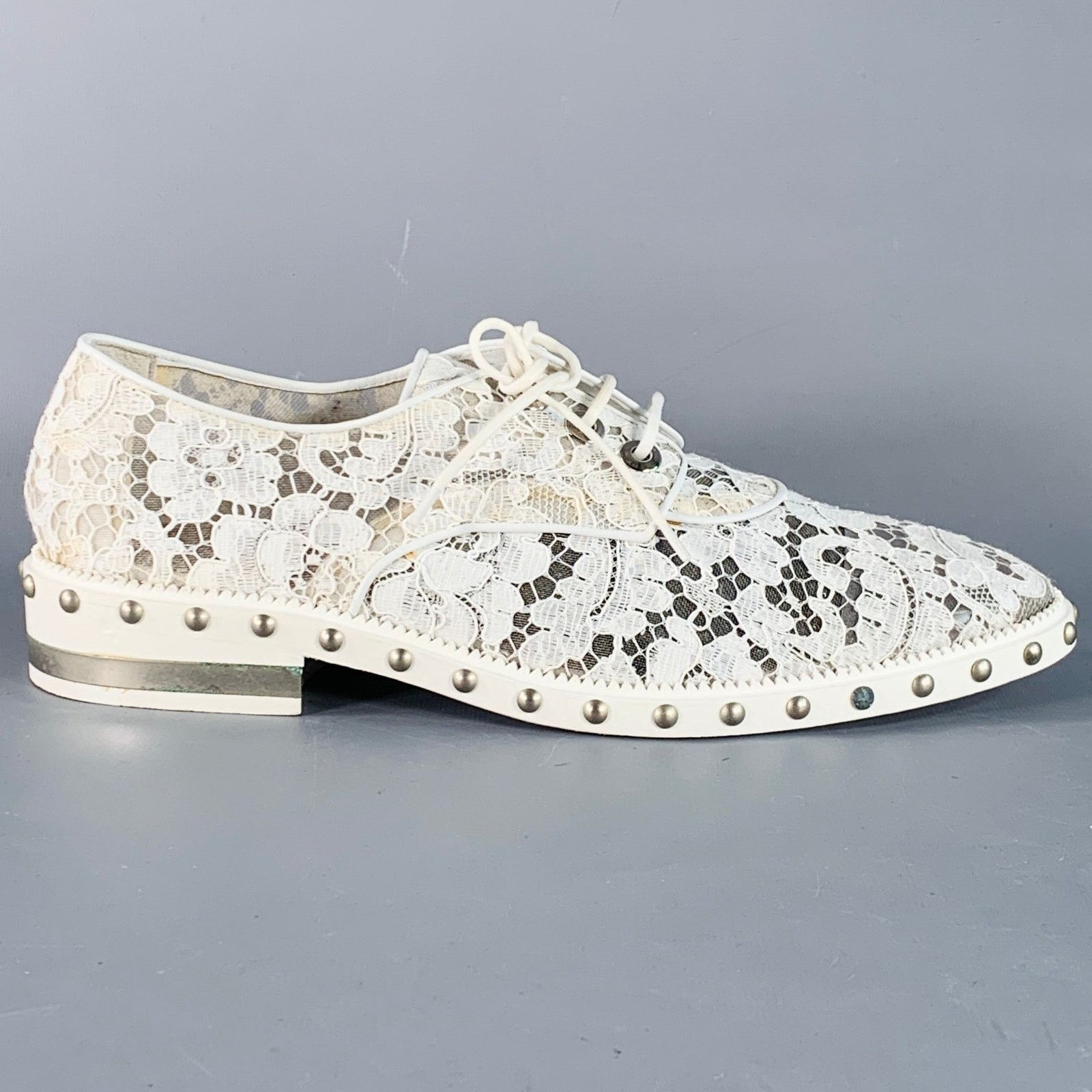Givenchy GIVENCHY Size 10 White Leather Lace Studded Derby Shoes Size US 10 / IT 40 - 2 Thumbnail