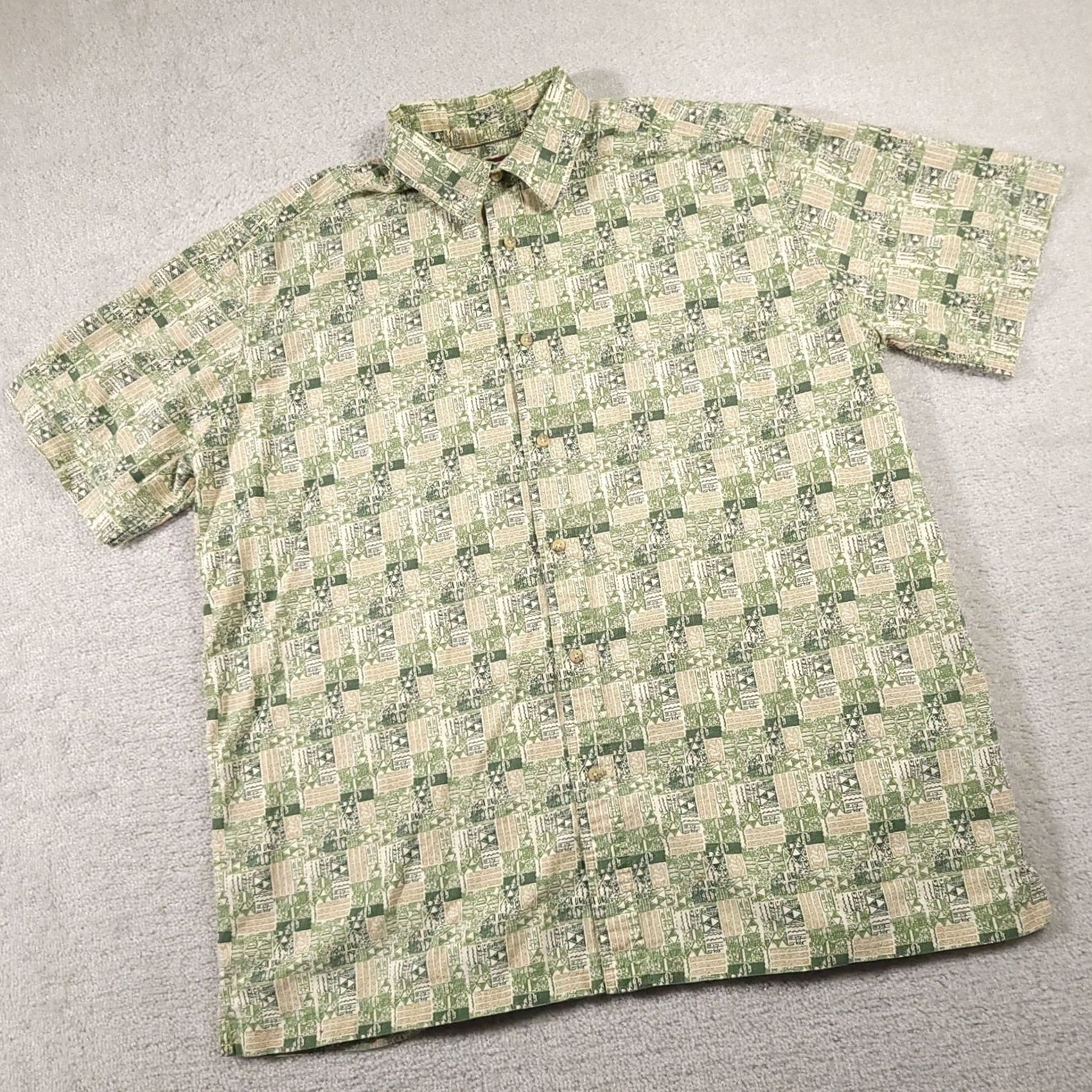 Vintage VINTAGE St. John's Bay Shirt Mens XL Green Aztec Tribal Button Up Short Sleeve Pocket Shirt Size US XL / EU 56 / 4 - 2 Thumbnail