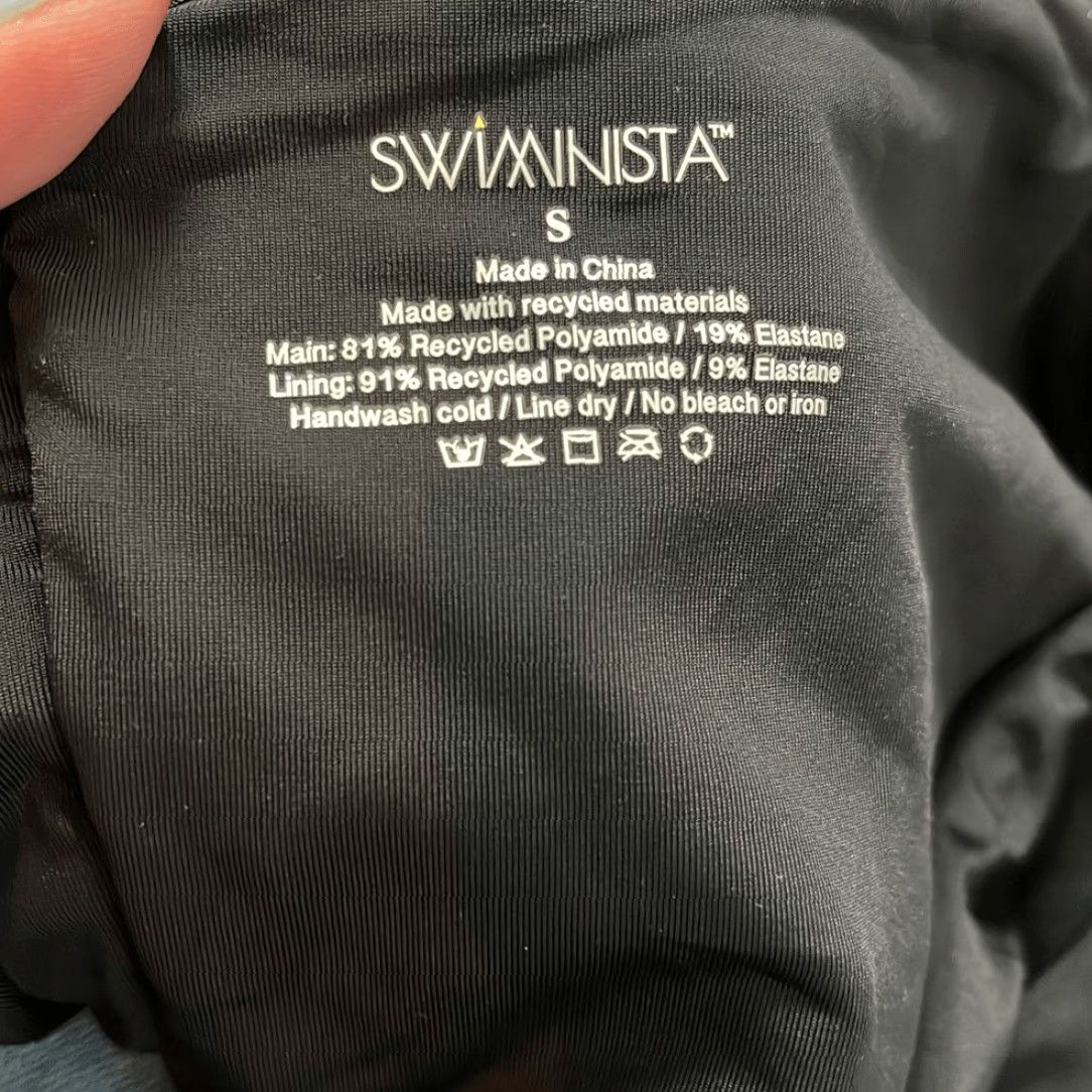 Vintage VINTAGE Swiminista Women’s Bottom Bikini Black Tie Front Ruched Back S Small New with Tags Women swimsuit bottom Size 28" / US 6 / IT 42 - 4 Thumbnail