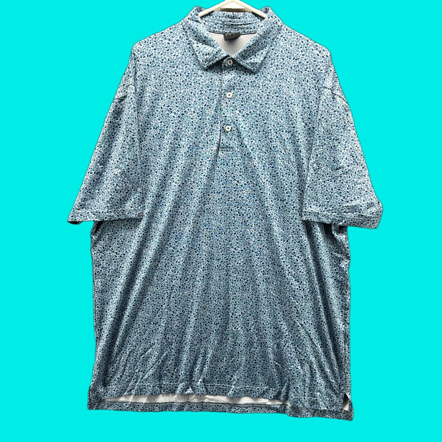 Vintage Dunning Polo Shirt Men 2XL Blue Floral Golf Performance AOP Leafs Polo Shirt 2XL Blue Floral Golf Size US XXL / EU 58 / 5 - 1 Thumbnail