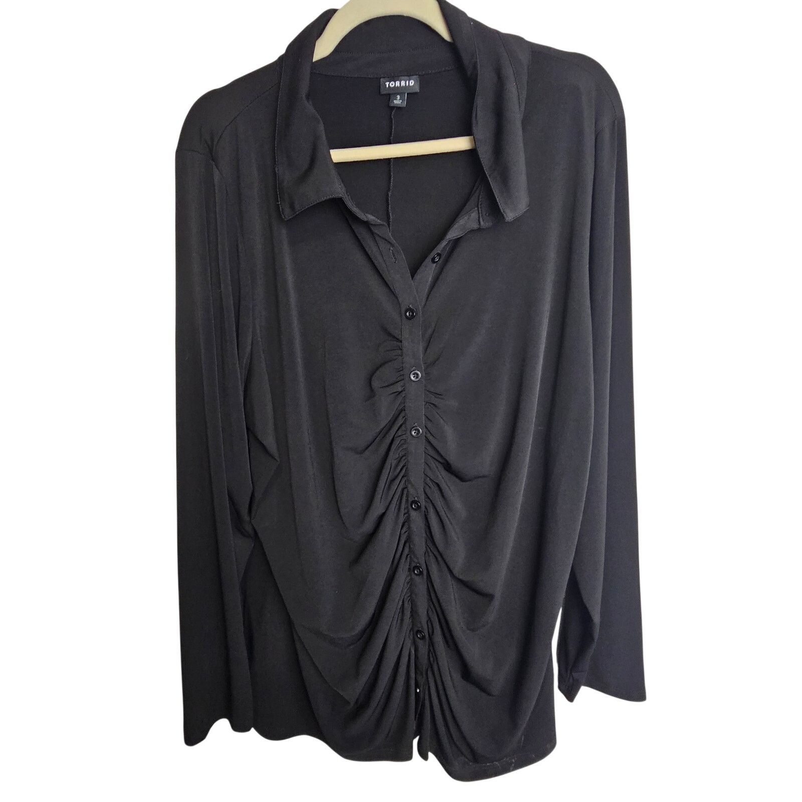 Corridor Torrid Ruched Button Front Blouse Sz 3X Classic Whimsigoth Size 3XL / US 20-22 - 1 Thumbnail