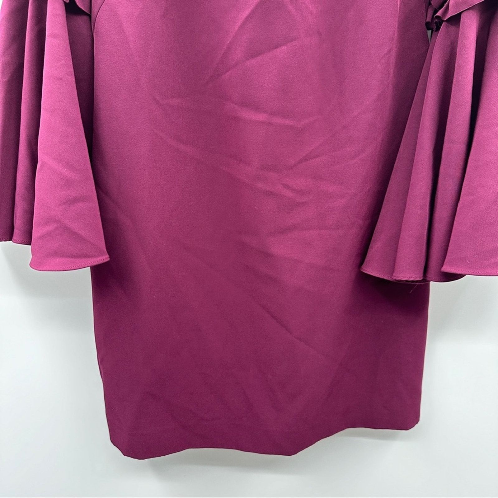 MILLY RTR Milly Cady Large Bell Ruffle Sleeve Wine Mini Dress Sz 8 Size M / US 6-8 / IT 42-44 - 5 Thumbnail