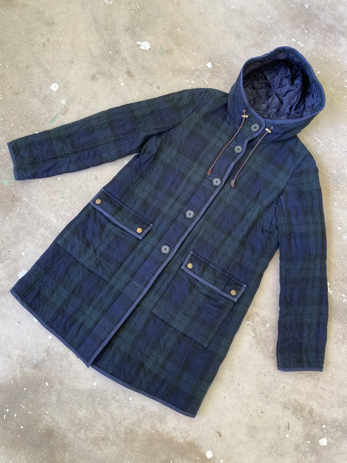 Mackintosh Mackintosh Philosophy Blackwatch Quilted Hood Wool Coat Size S / US 4 / IT 40 - 1 Thumbnail
