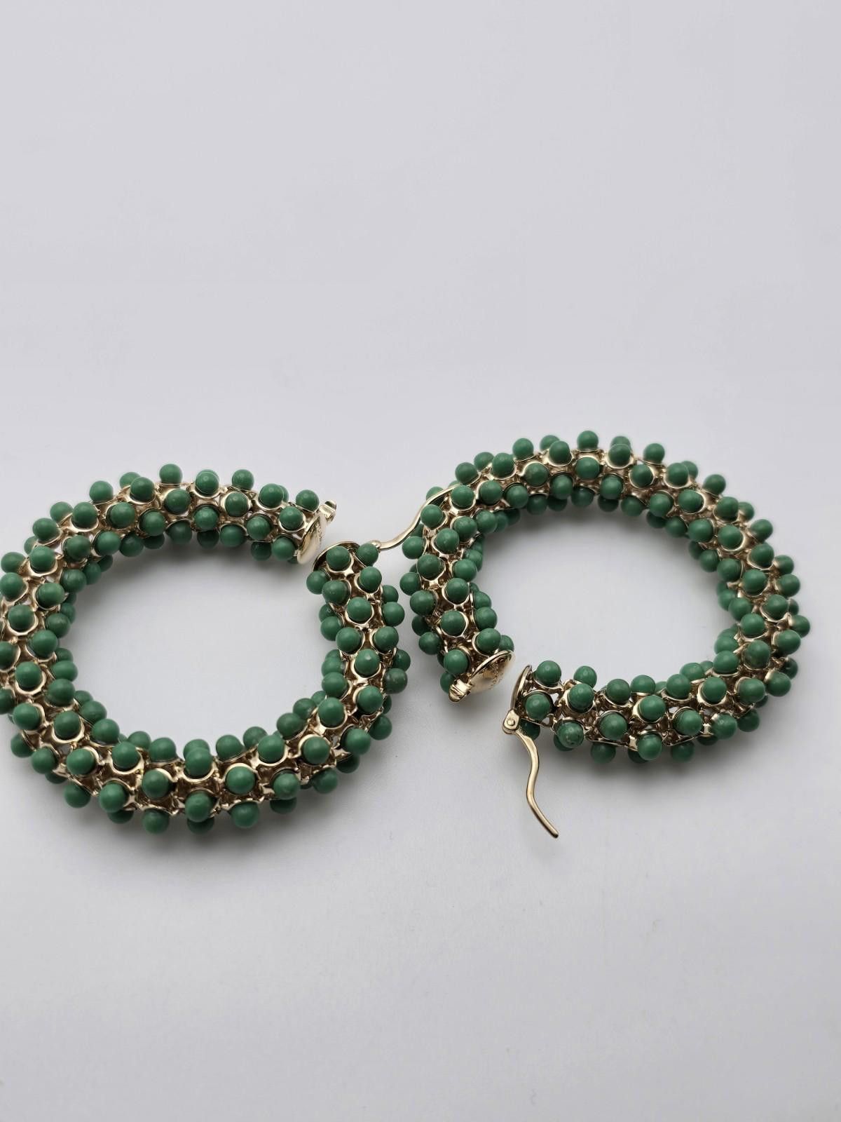 Jil Sander Jil Sander Green Beaded Hoop Earrings- Statement Size ONE SIZE - 2 Thumbnail