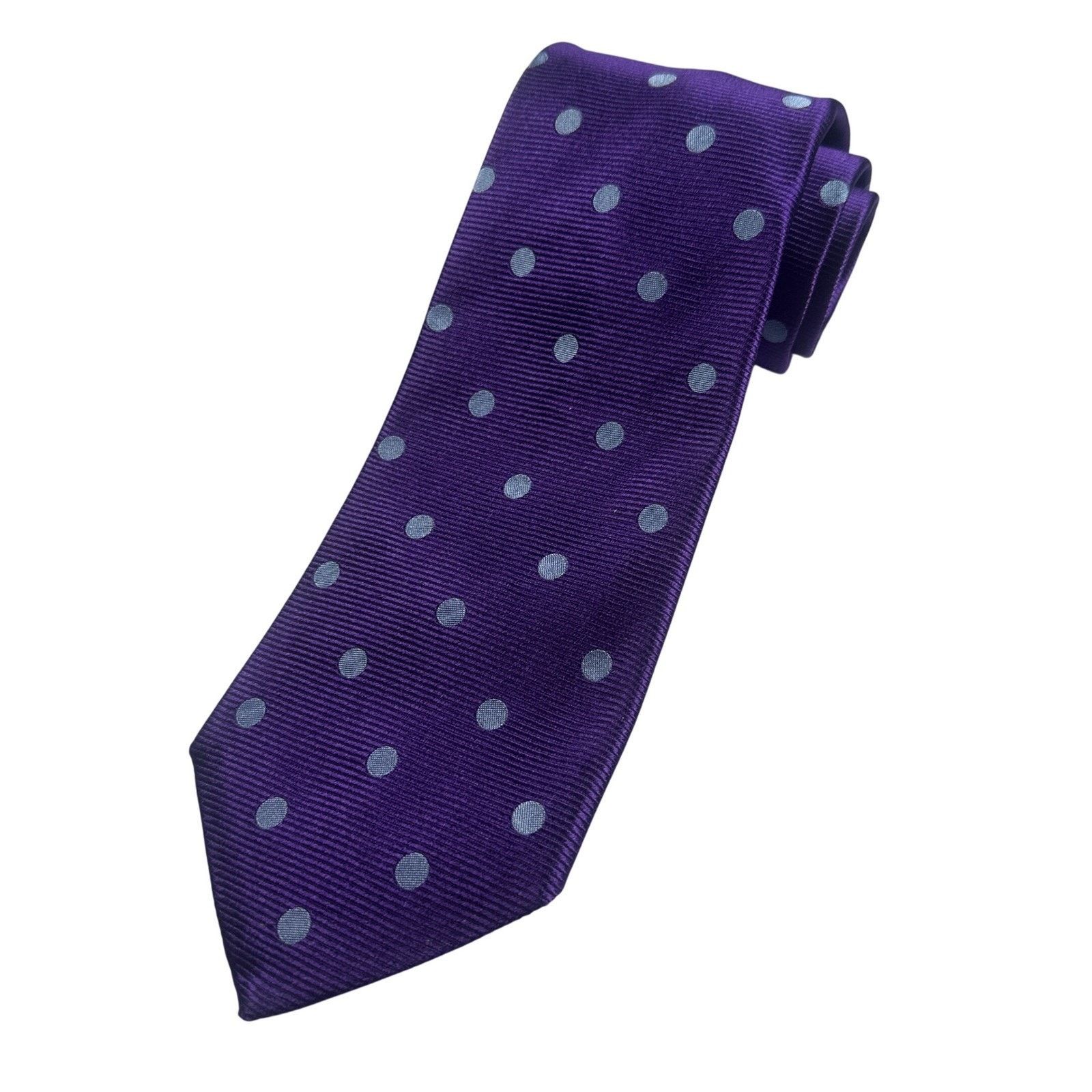 Paul Fredrick Paul Fredrick Mens Silk Polka Dot Tie Purple Formal Necktie Size ONE SIZE - 2 Thumbnail