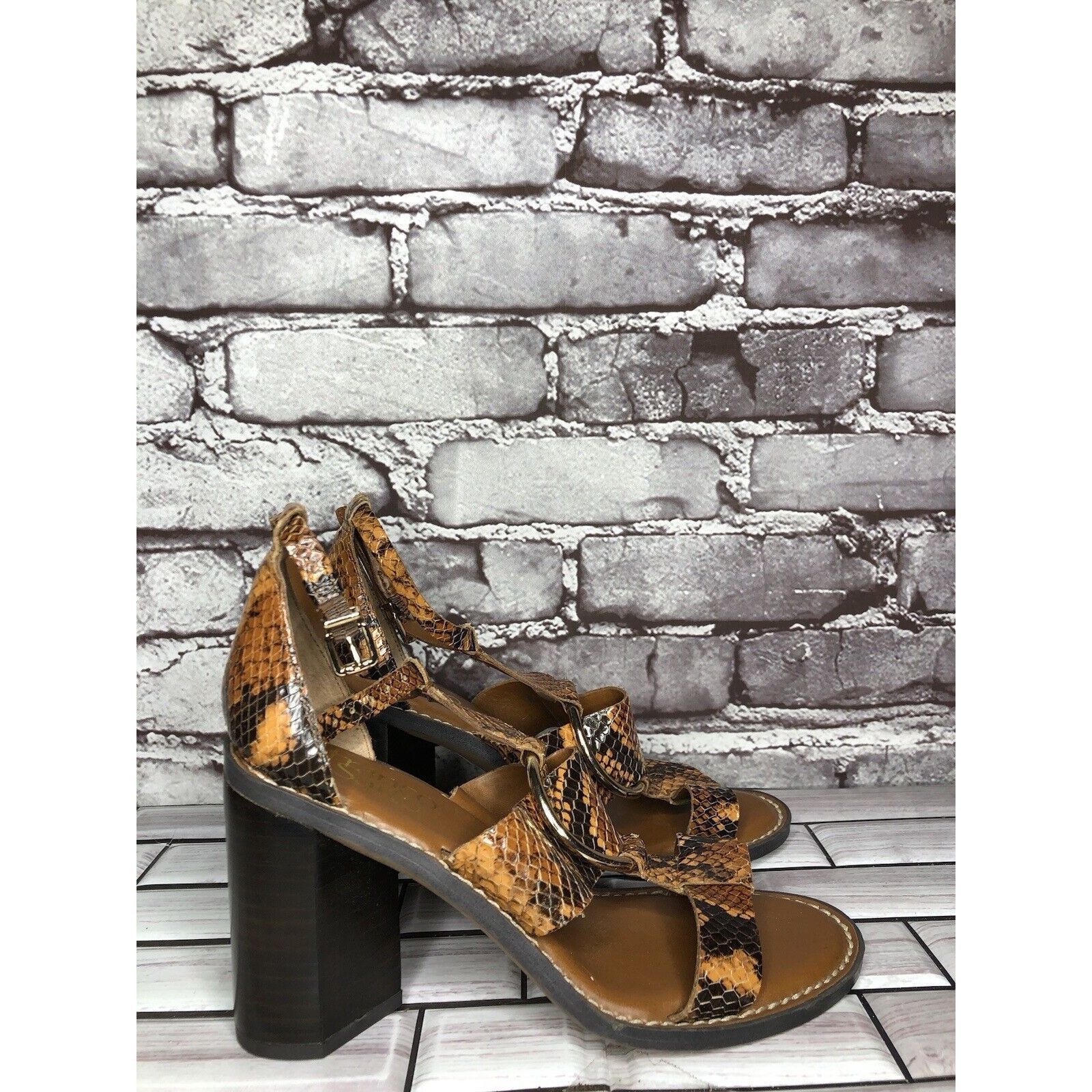 Other Franco Sarto Dandelion Snake Print Ankle Strappy Brown Leath Size US 6 / IT 36 - 3 Thumbnail