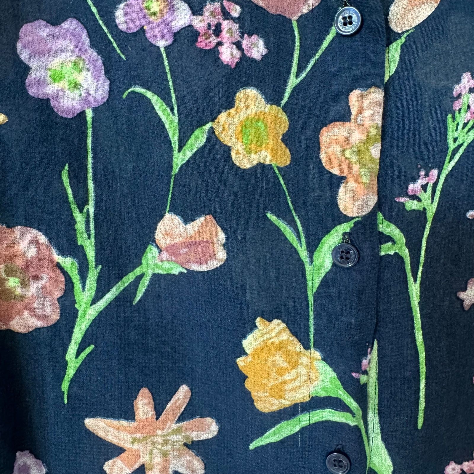 Yves Saint Laurent Vintage Yves Saint Laurent Variation Navy Floral Blouse 80s Size M / US 6-8 / IT 42-44 - 10 Thumbnail