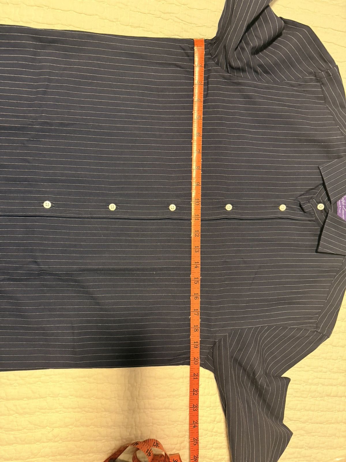 Ralph Lauren Ralph Lauren Purple Label Cotton-Silk Pinstripe Shirt Size US M / EU 48-50 / 2 - 8 Thumbnail
