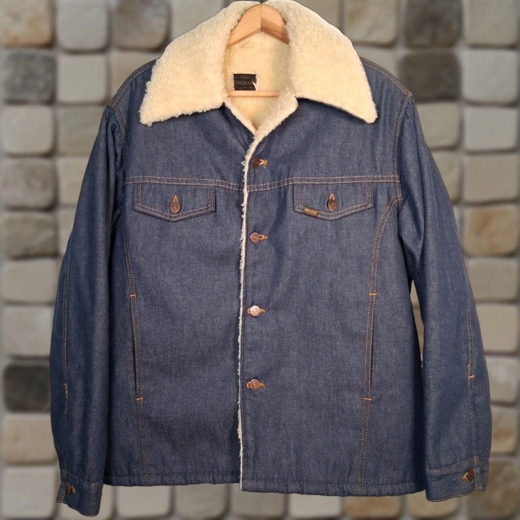 Sears Vintage Sears Roebucks Denim Trucker Jean Jacket Men 46 R Sherpa Lined Blue Size US 30 / EU 46 - 1 Thumbnail
