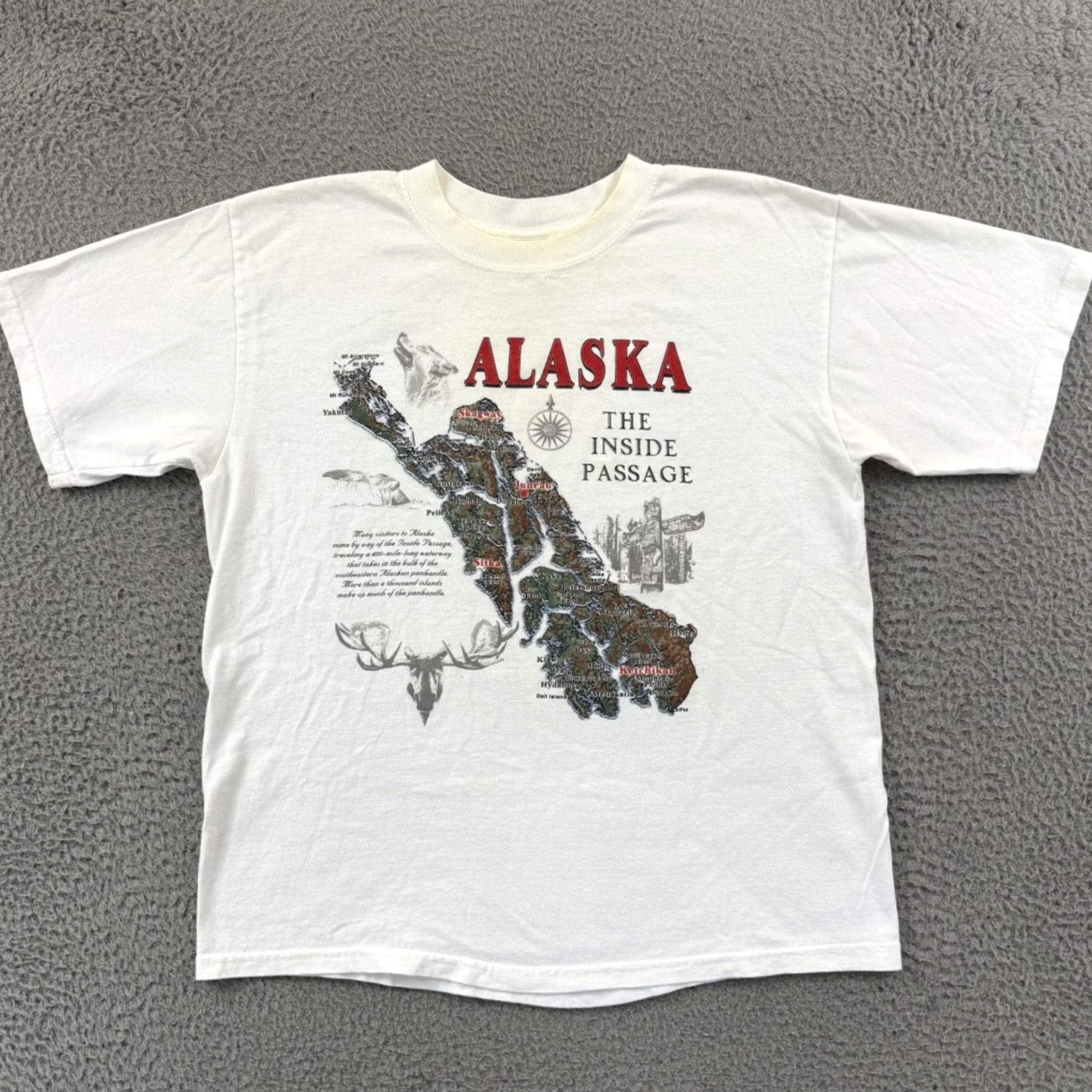 Anvil VINTAGE Alaska Shirt Mens Medium White The Inside Passage 90s Short Sleeve USA Size US M / EU 48-50 / 2 - 2 Thumbnail