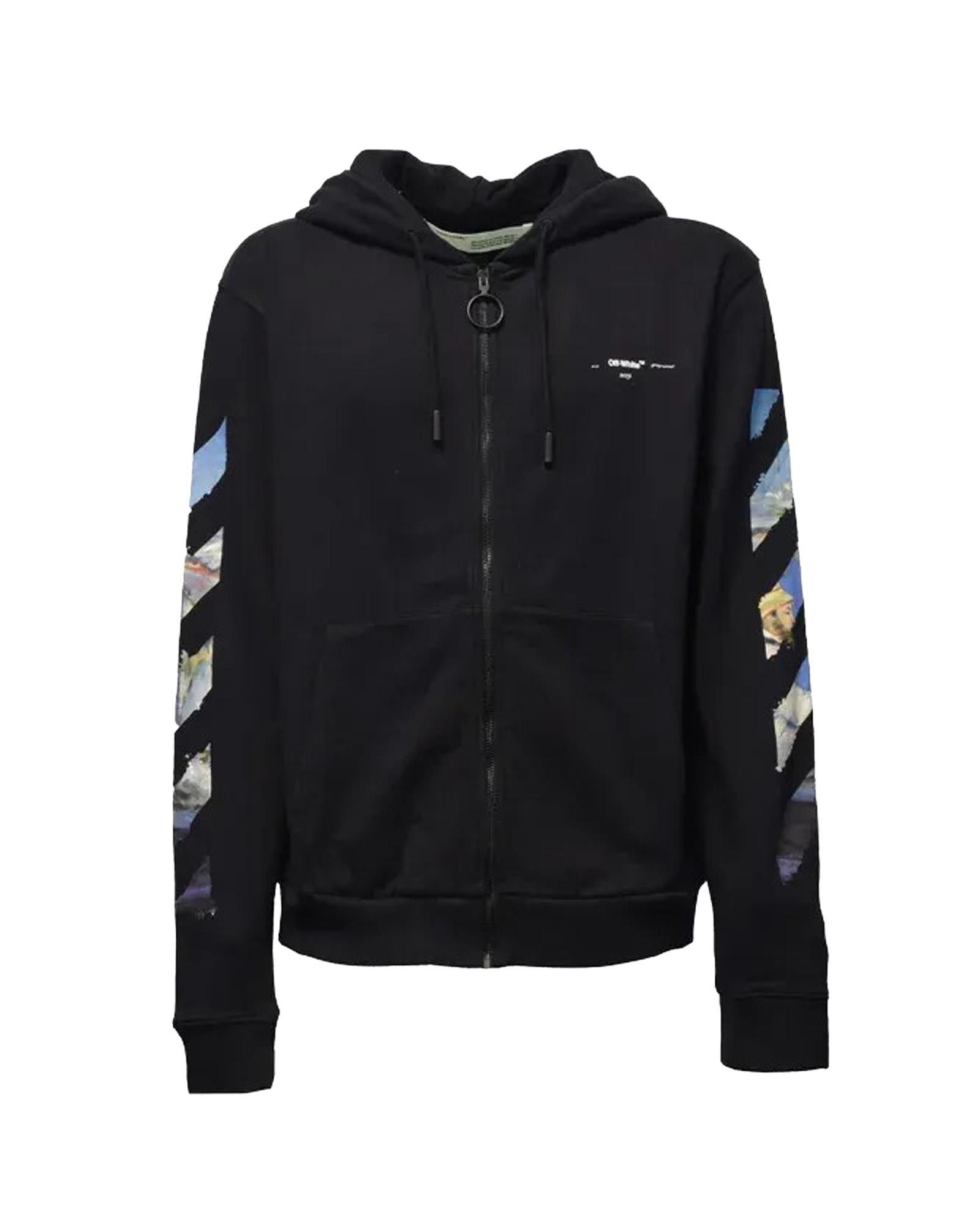 image of Off White Arrow Graphic Zip Hoodie in Black, Men's (Size Medium)