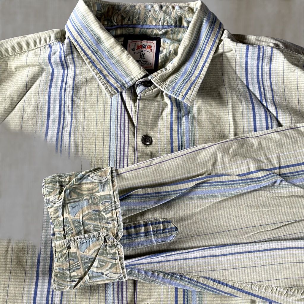 Vintage J. Garcia Shirt Mens XL Green Blue Striped Button Front 100% Cotton Casual Shirt Mens XL Green Blue Striped Button Front 100% Cotton Casual Size US XL / EU 56 / 4 - 1 Thumbnail