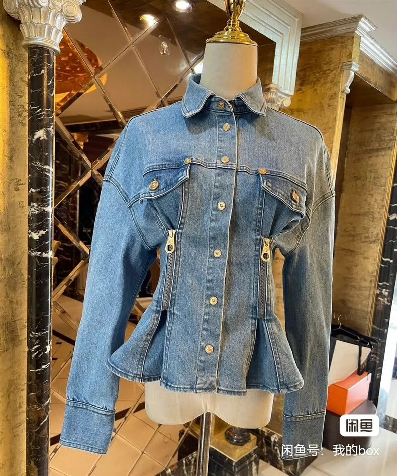 Versace Versace Three-dimensional pinched waist denim jacket Size XS / US 0-2 / IT 36-38 - 3 Thumbnail